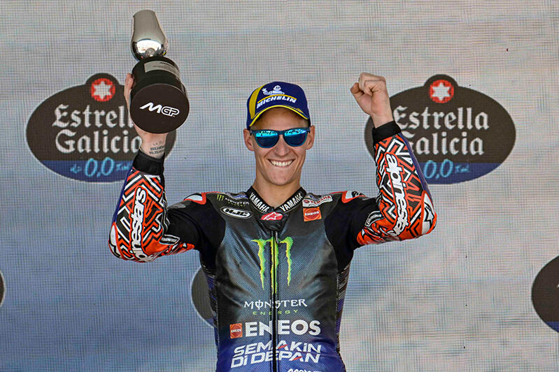 MotoGP：#20法比奥·夸塔拉罗从杆位发车，以第2名的身份登上领奖台